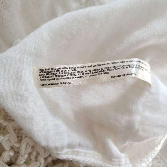 Anthropologie Lilka Crochet Fringe Hem Poncho White Lace Boho Women XS - Picture 11 of 11